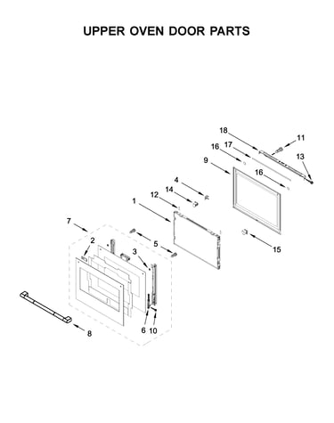 Upper oven door parts