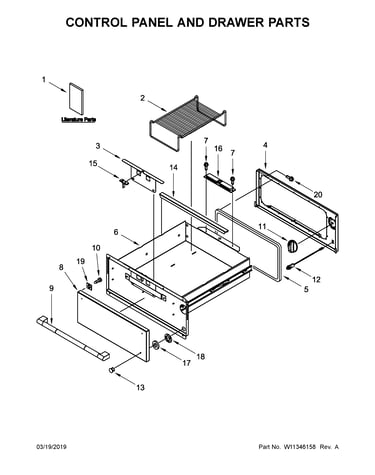 Control panel and drawer parts