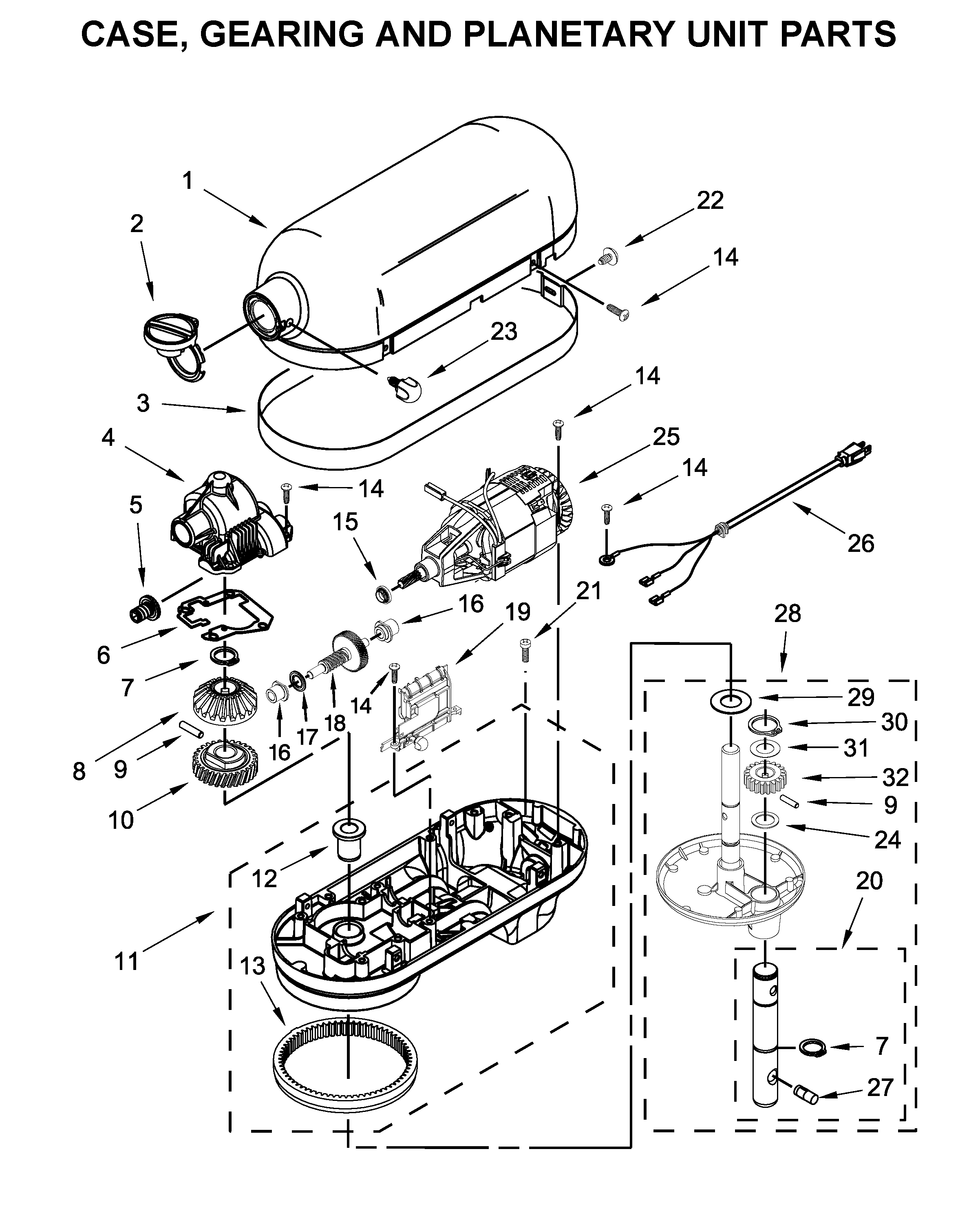 CASE, GEARING AND PLANETARY UNIT PARTS