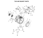 Whirlpool WFW8620HW1 tub and basket parts diagram