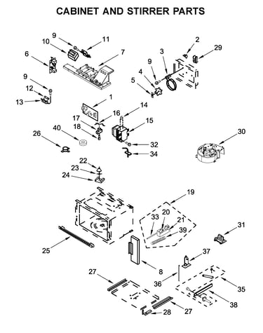 Cabinet and stirrer parts