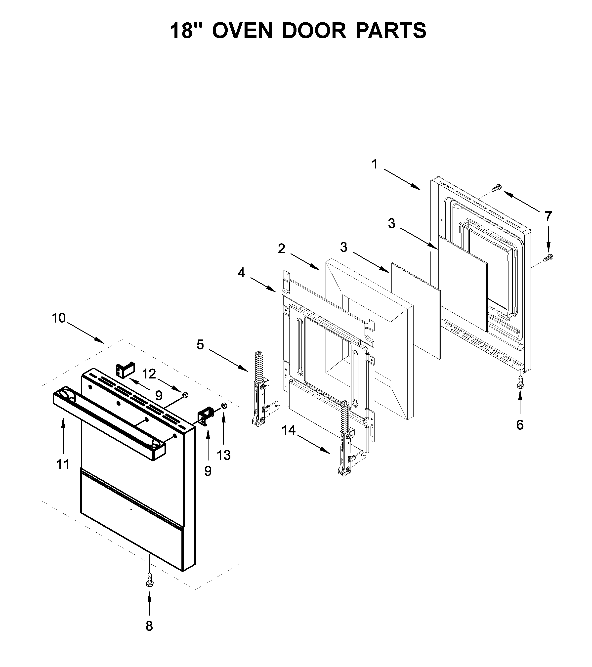 18" OVEN DOOR PARTS