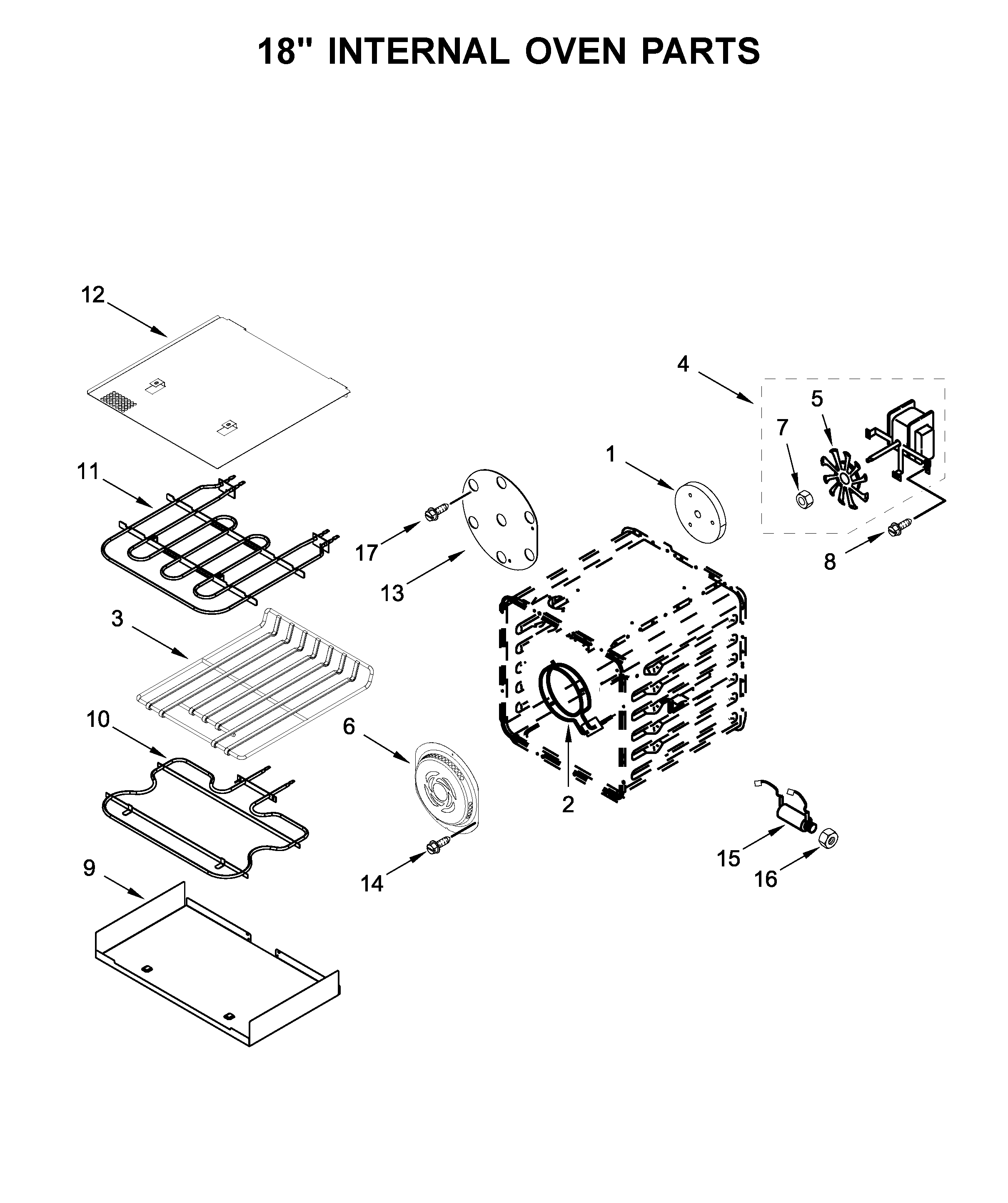 18" INTERNAL OVEN PARTS