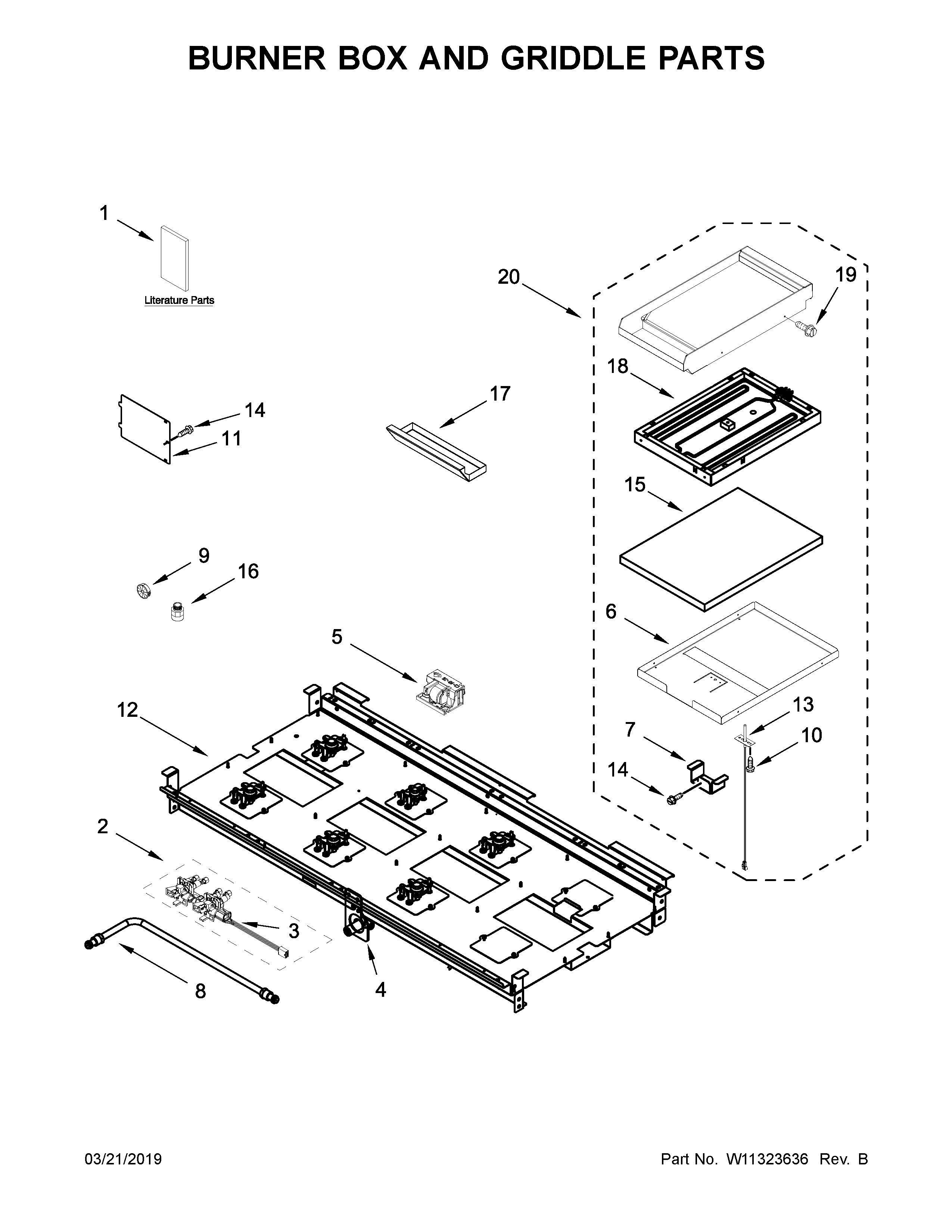 BURNER BOX AND GRIDDLE PARTS