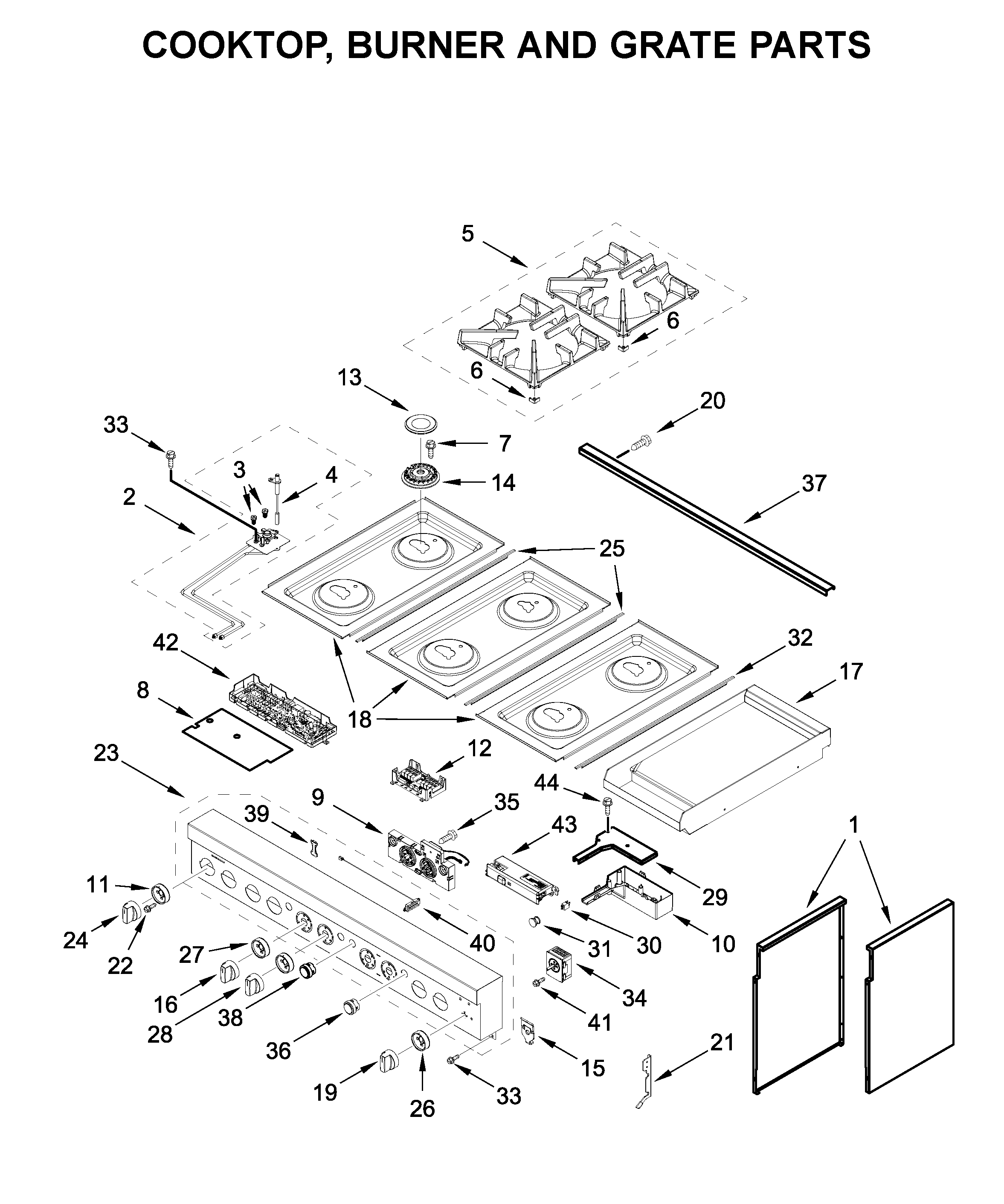 COOKTOP, BURNER AND GRATE PARTS