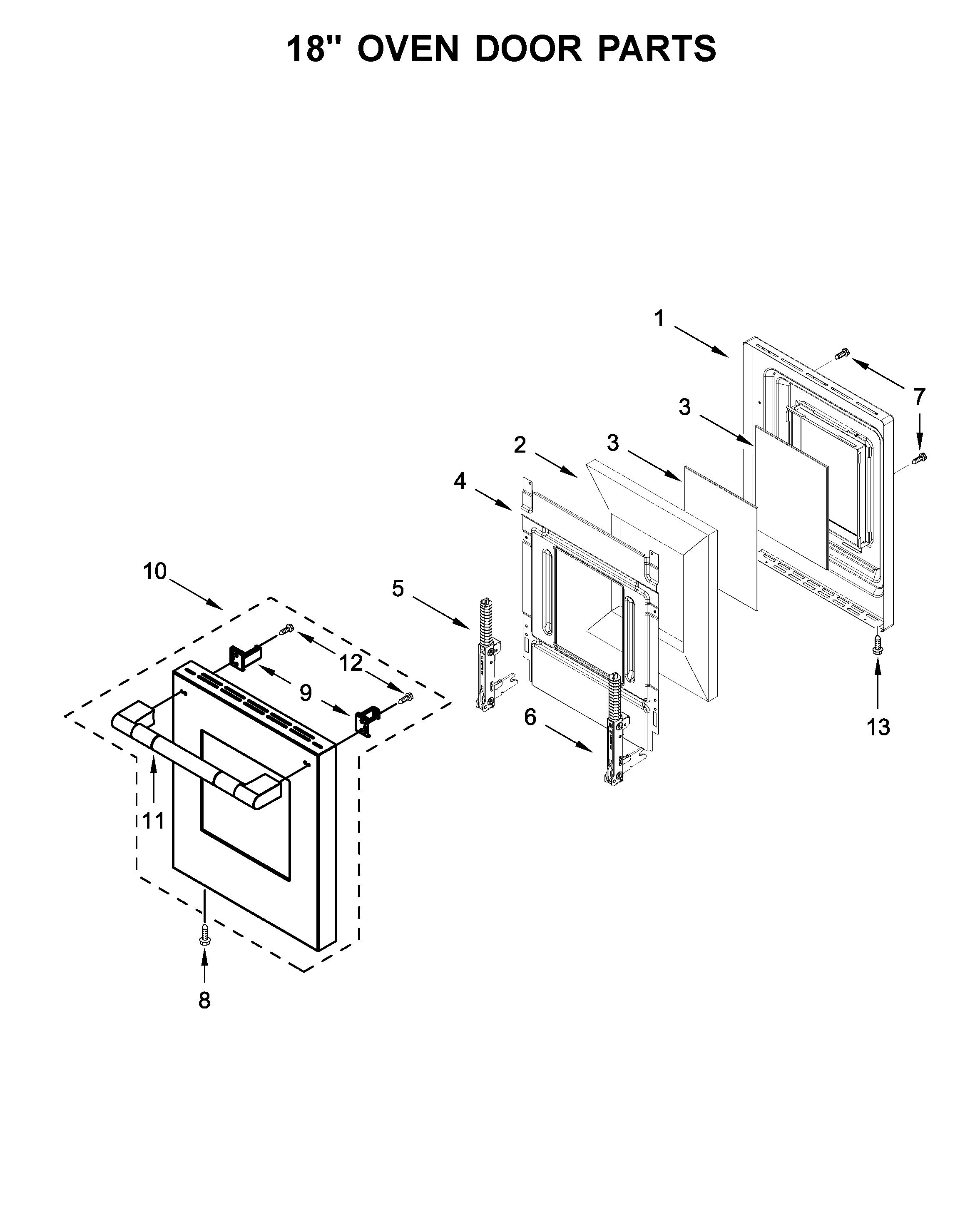 18" OVEN DOOR PARTS