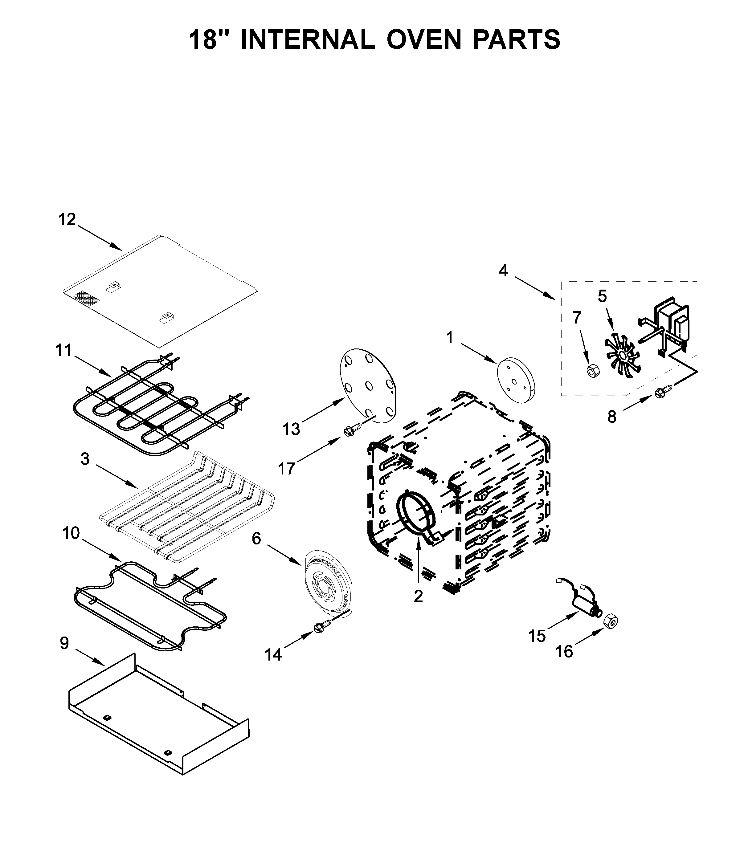 18" INTERNAL OVEN PARTS