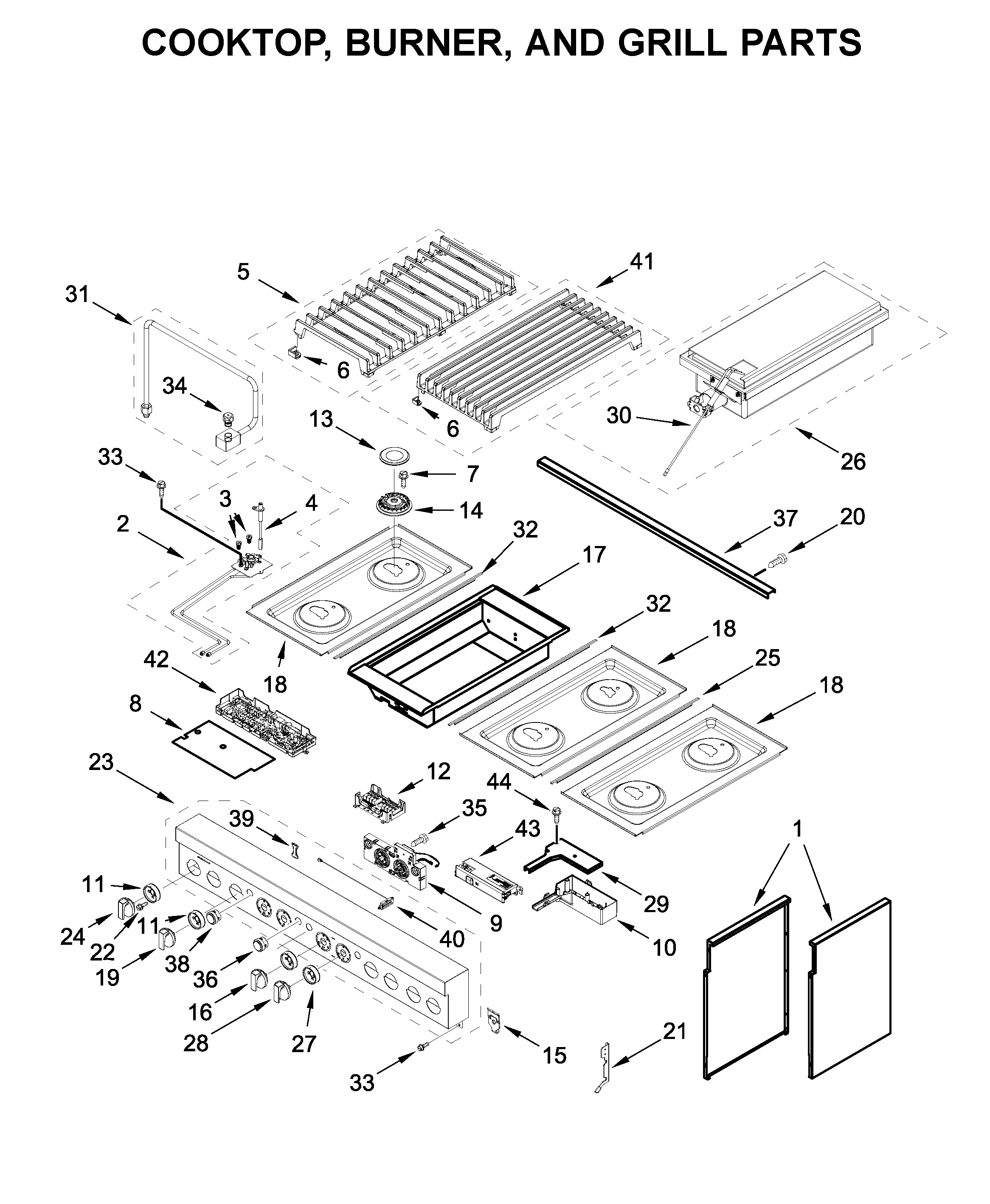 COOKTOP, BURNER, AND GRILL PARTS