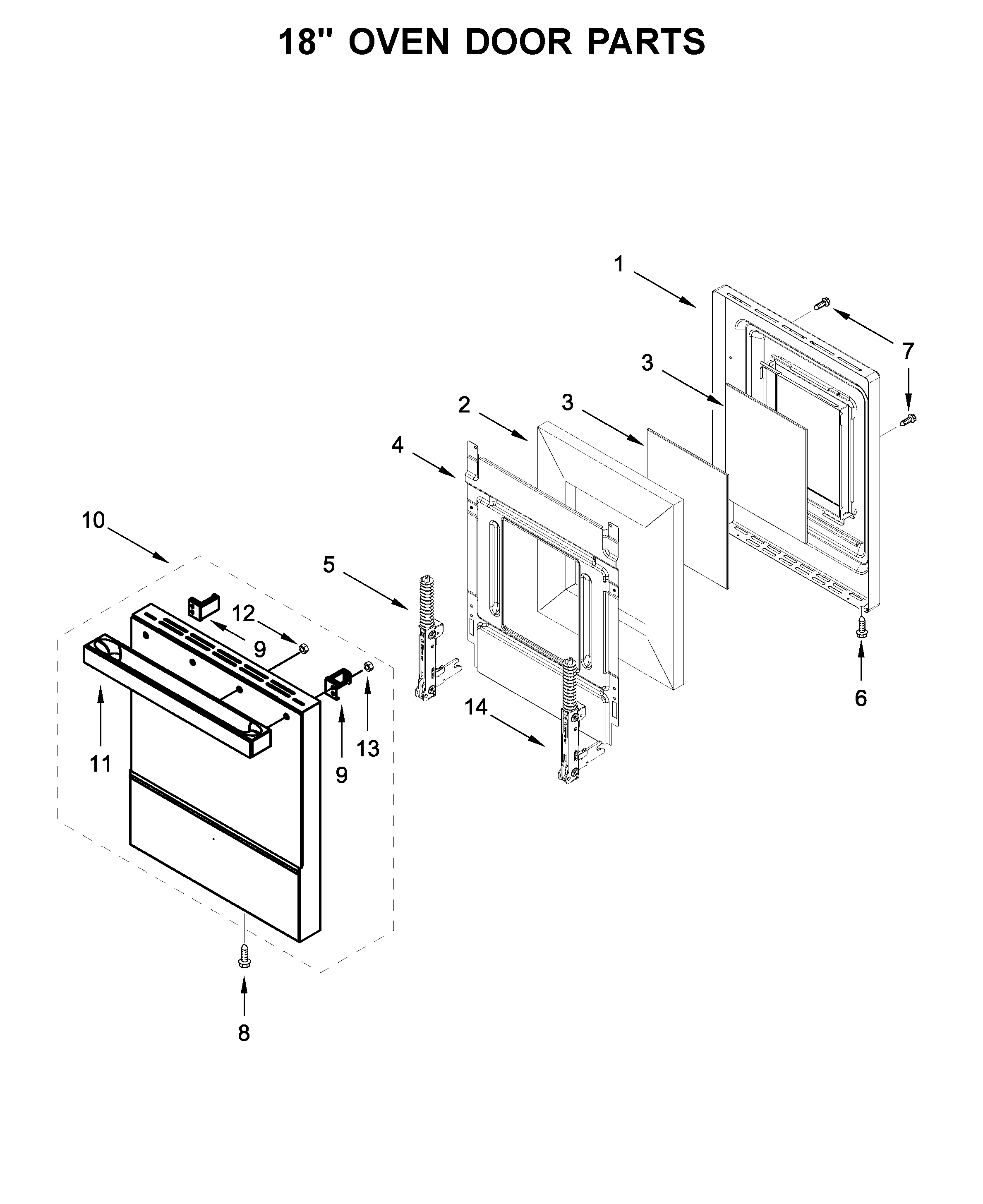 18" OVEN DOOR PARTS