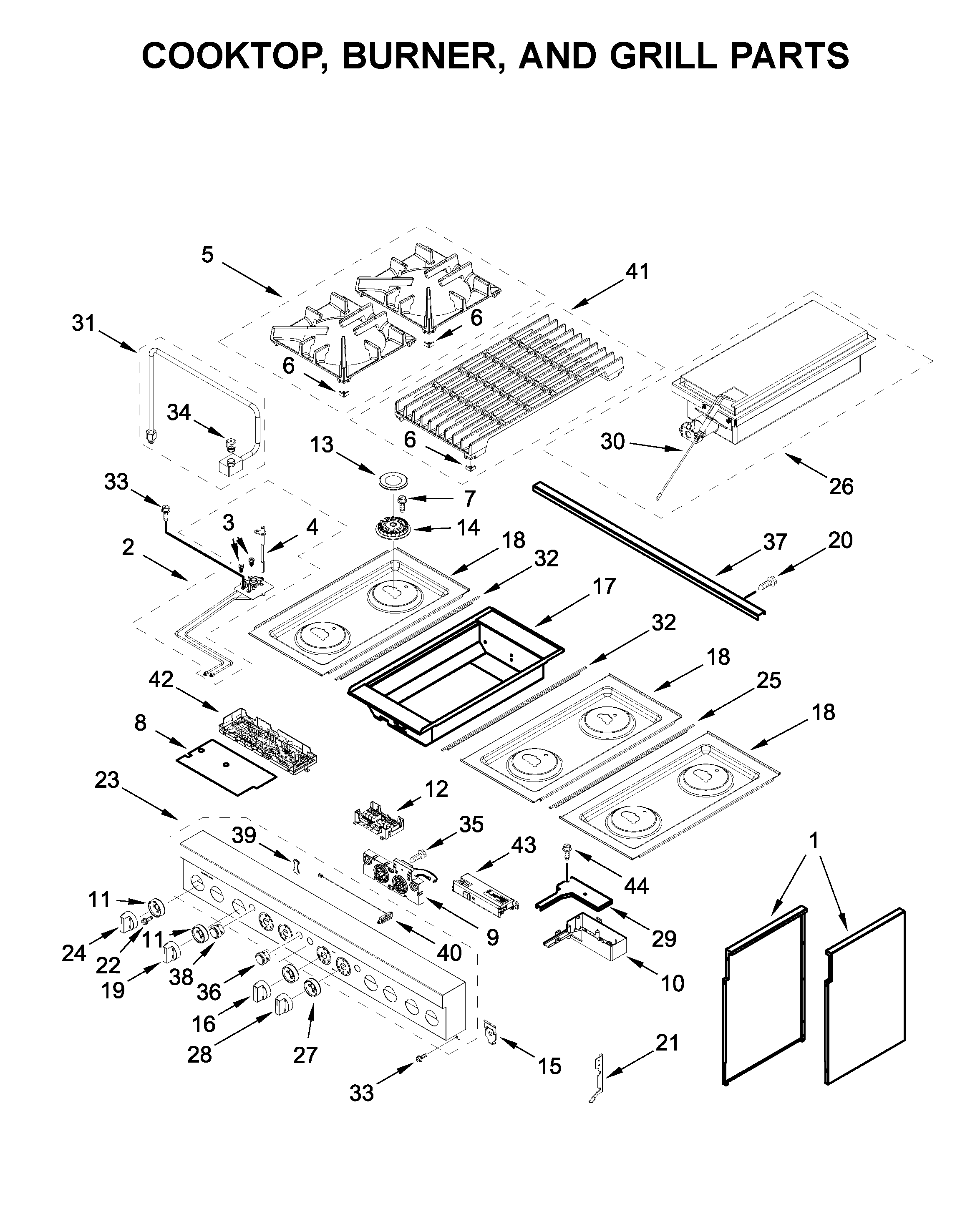 COOKTOP, BURNER, AND GRILL PARTS