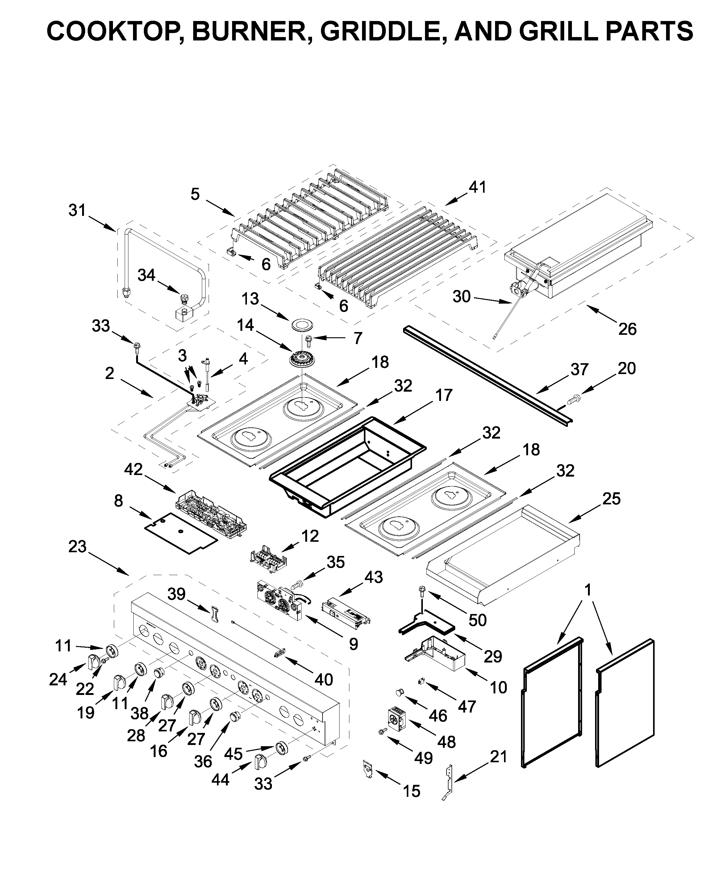 COOKTOP, BURNER, GRIDDLE, AND GRILL PARTS