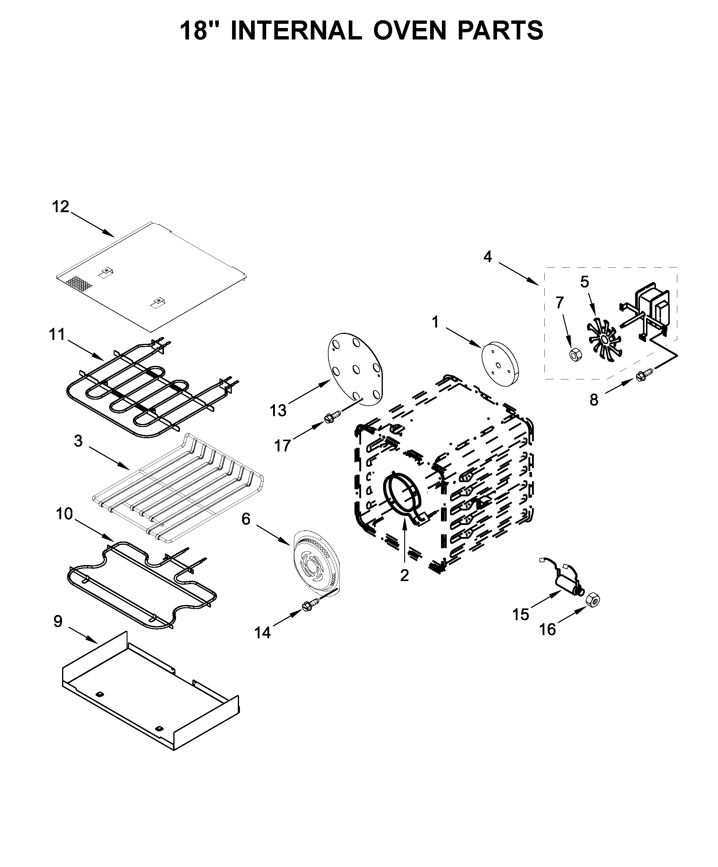 18" INTERNAL OVEN PARTS