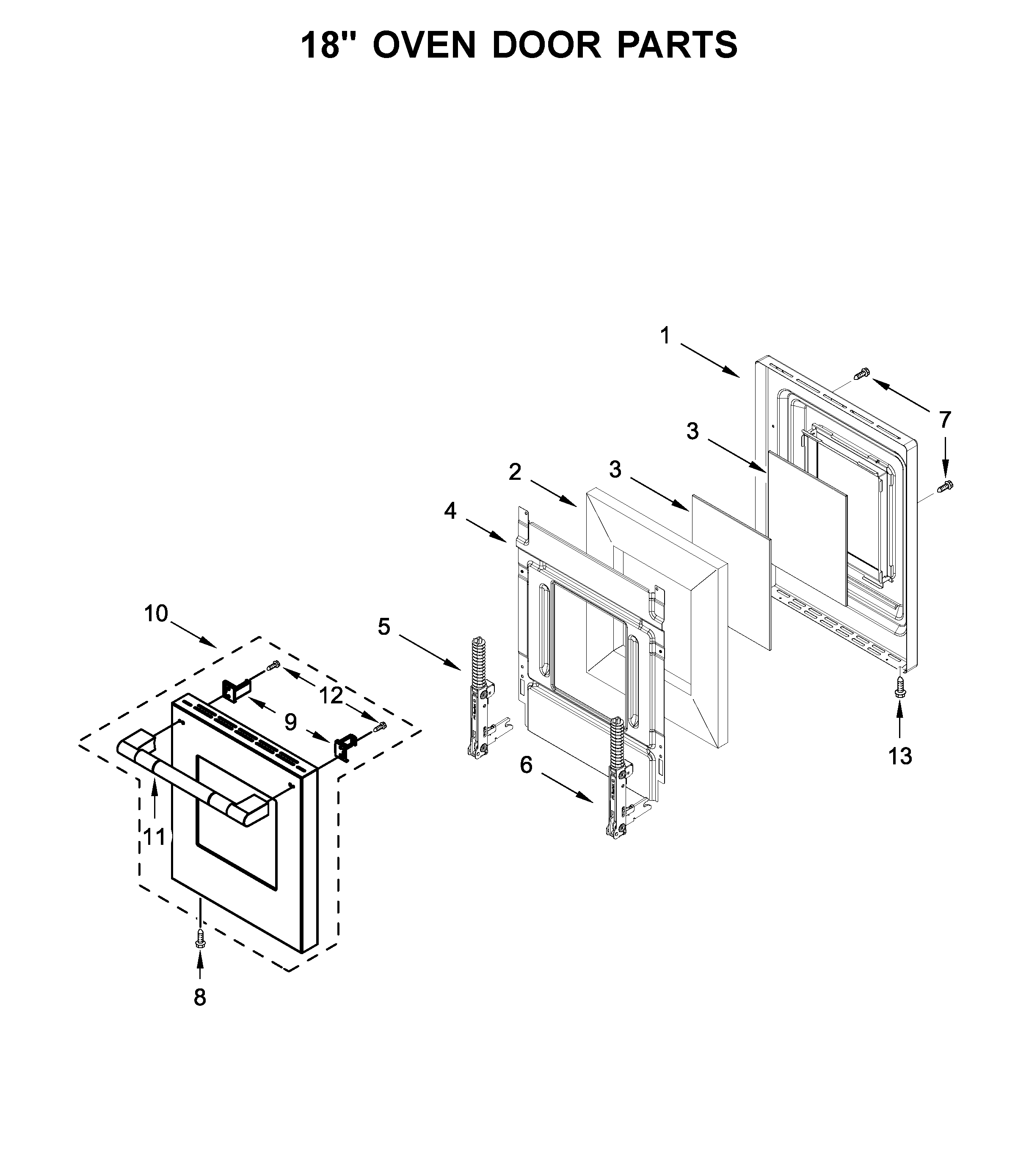 18" OVEN DOOR PARTS