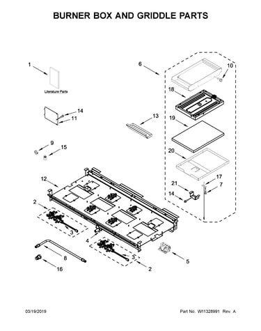 Burner box and griddle parts