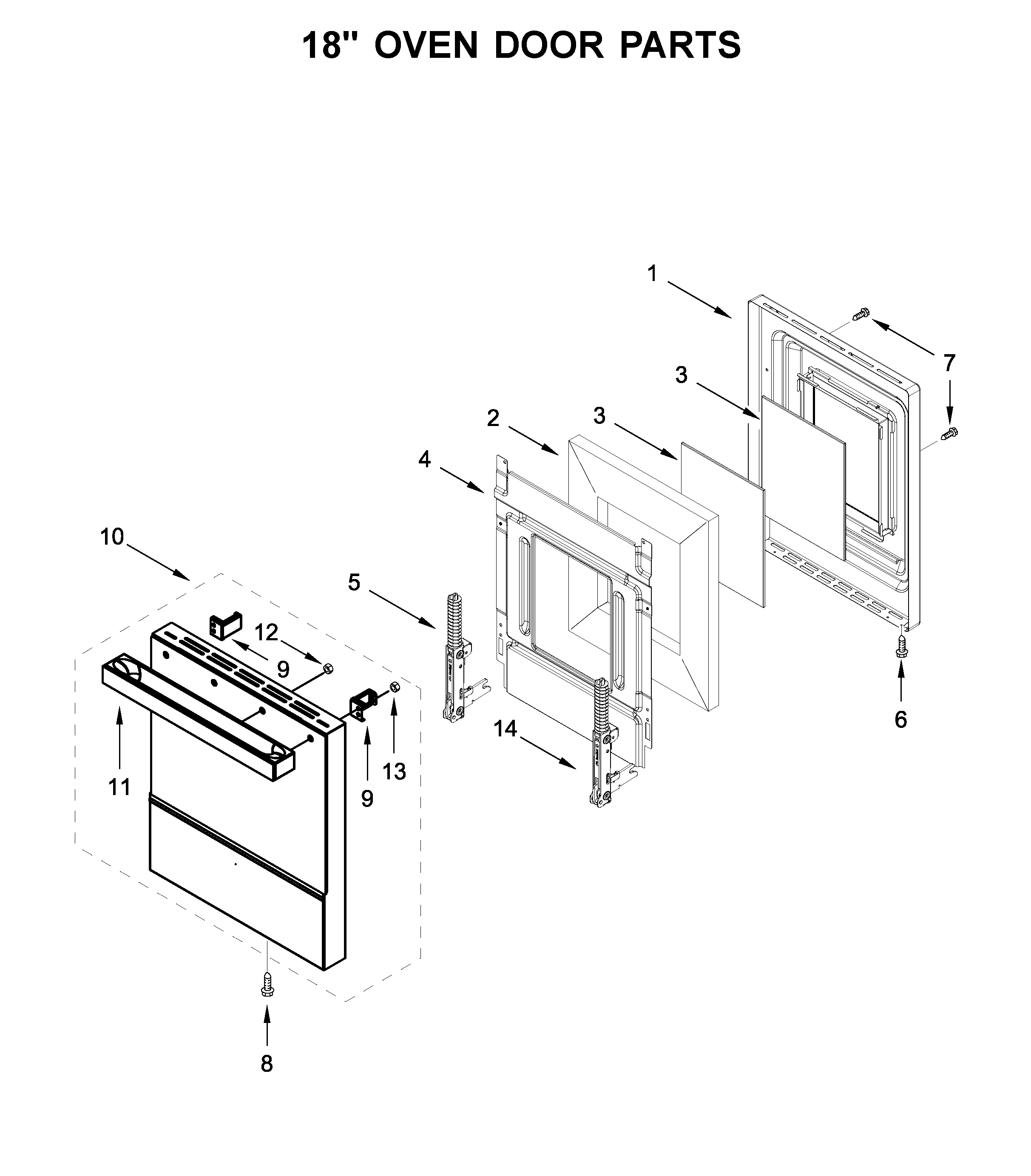 18" oven door parts