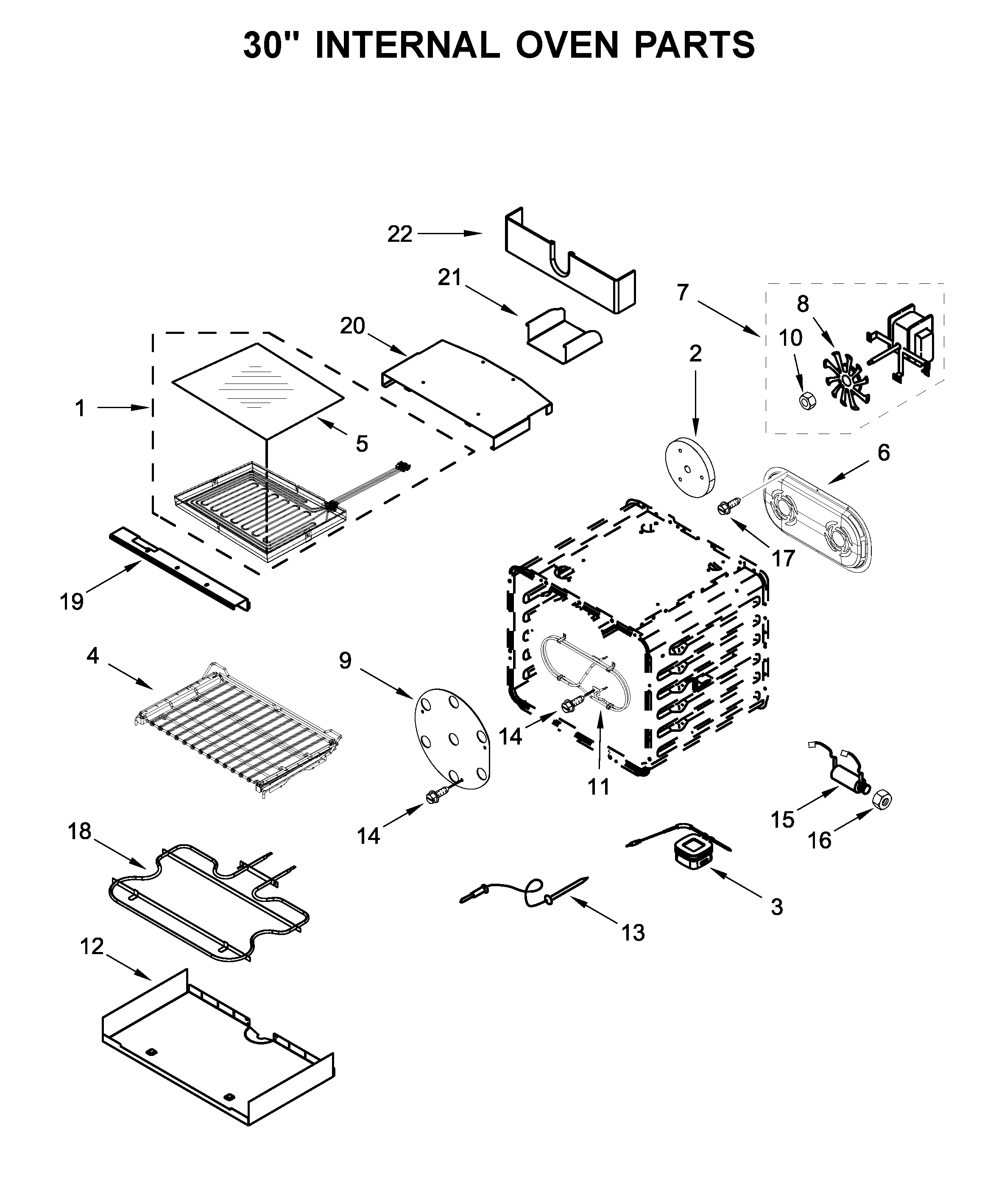 30" internal oven parts