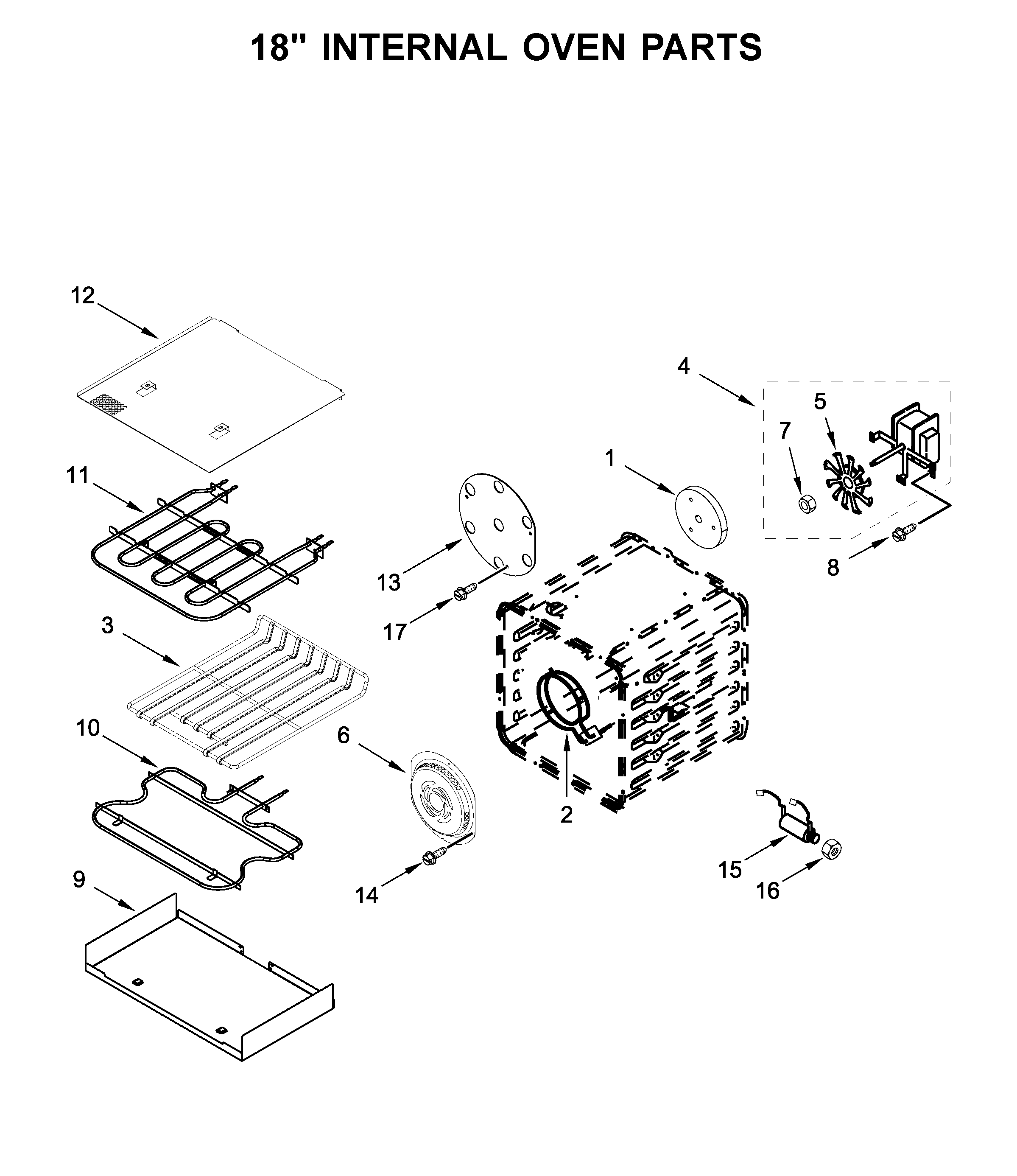 18" internal oven parts