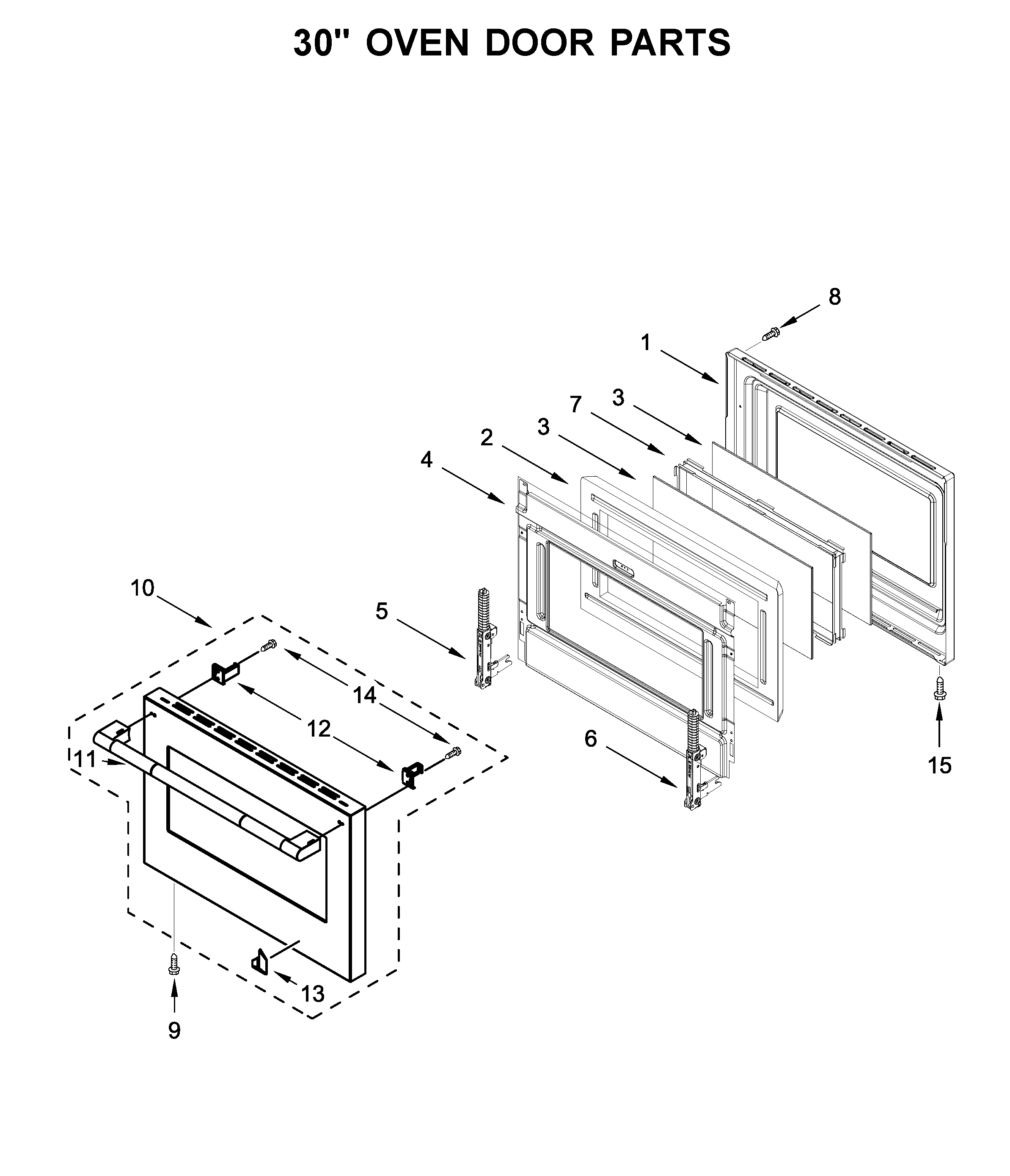 30" oven door parts