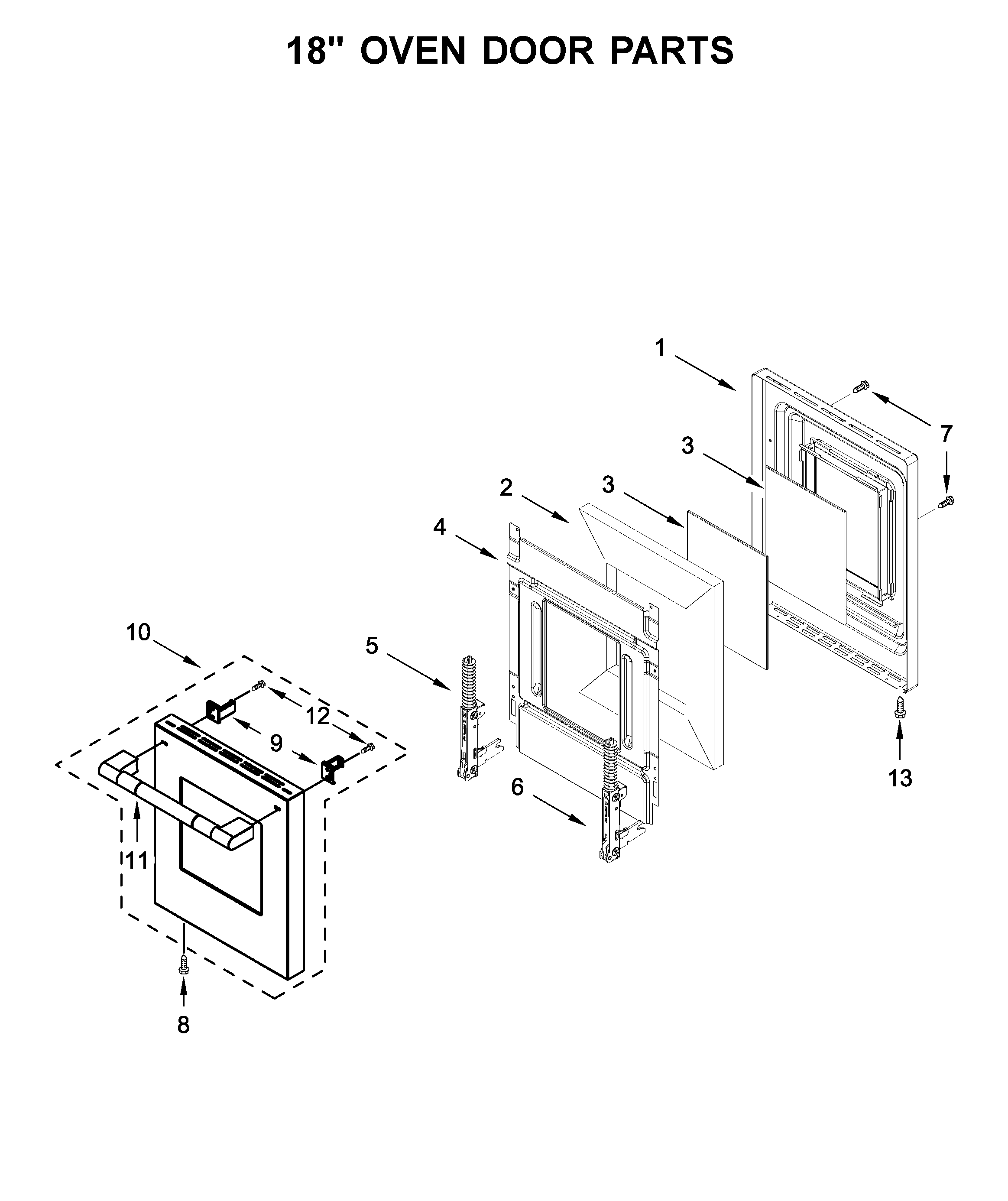 18" oven door parts