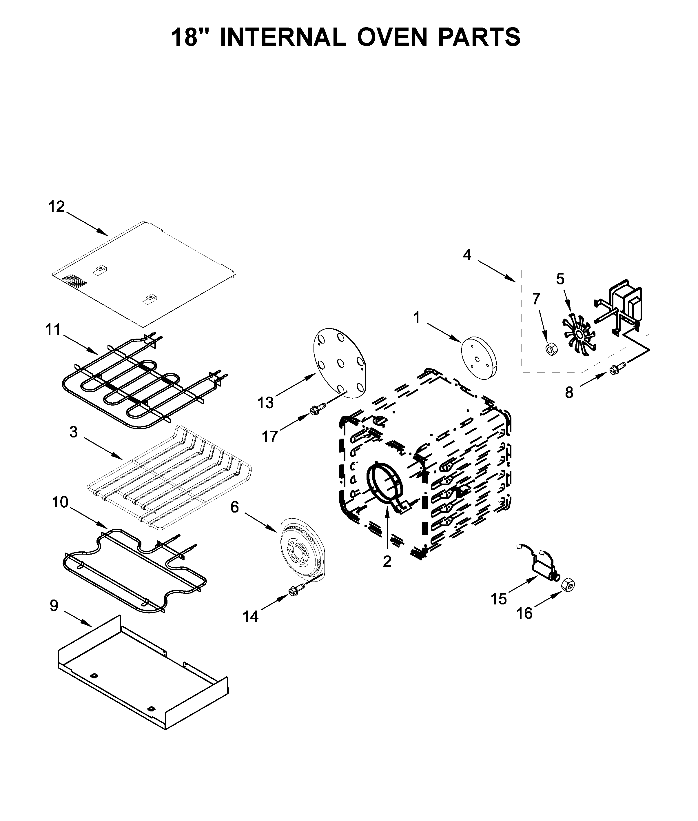 18" INTERNAL OVEN PARTS