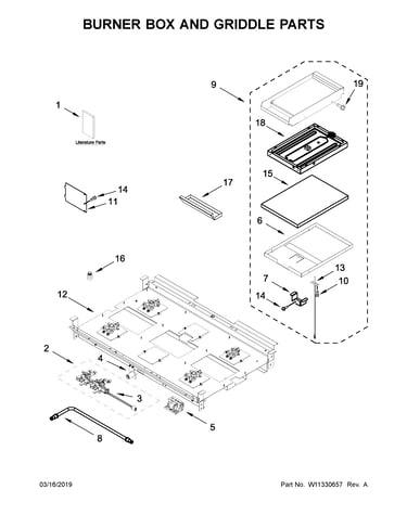 Burner box and griddle parts