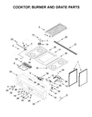 Cooktop, burner and grate parts
