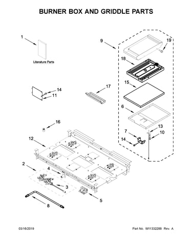 Burner box and griddle parts