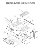 Cooktop, burner and grate parts