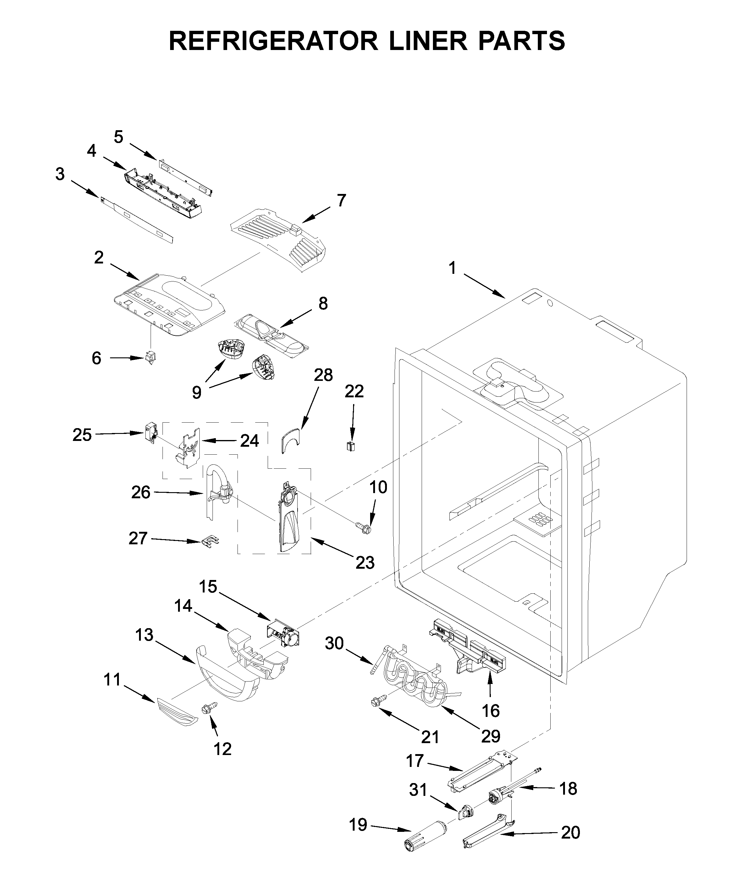 Refrigerator liner parts