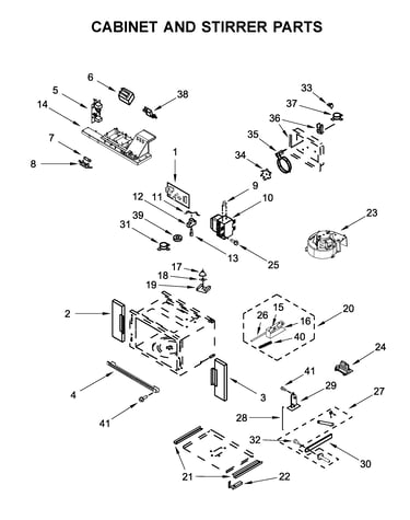 Cabinet and stirrer parts