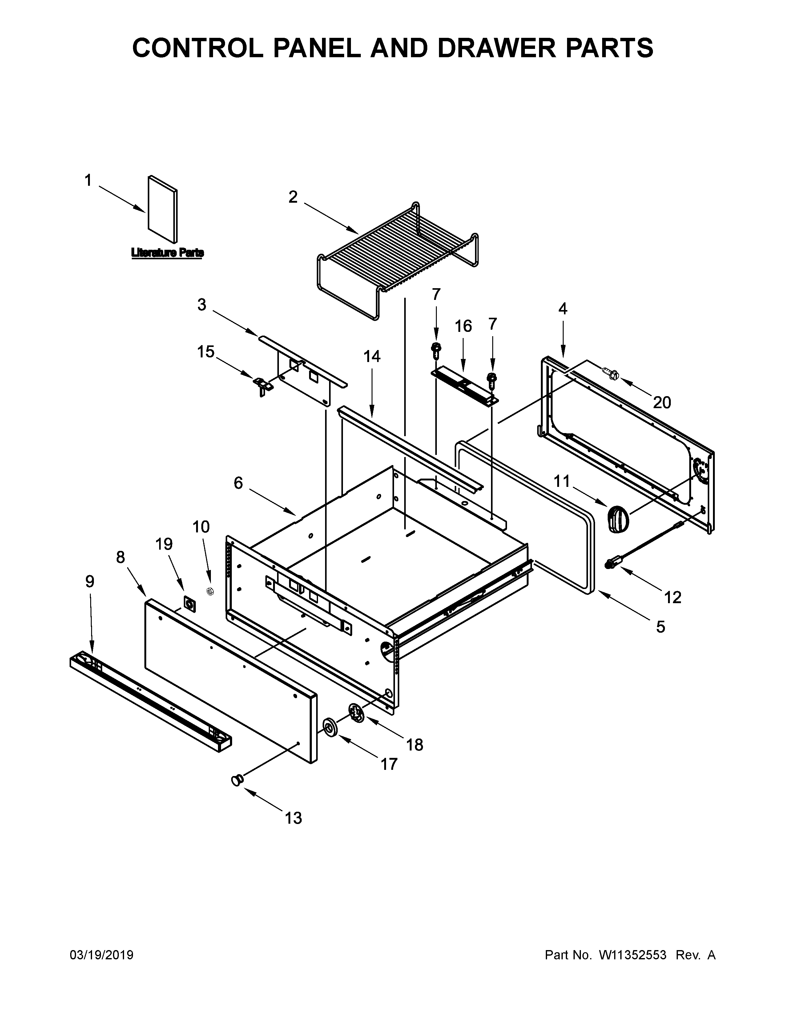 CONTROL PANEL AND DRAWER PARTS