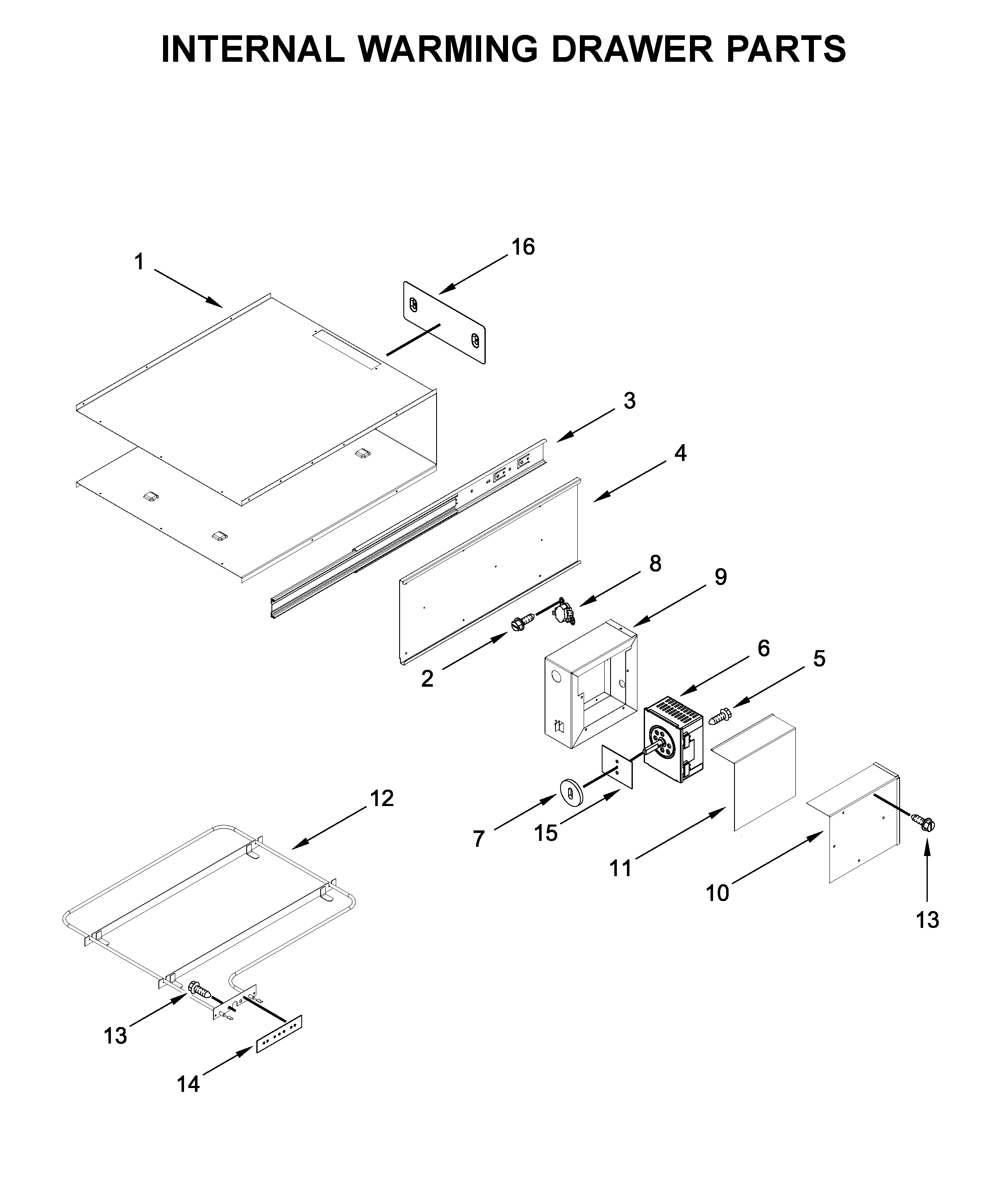 INTERNAL WARMING DRAWER PARTS