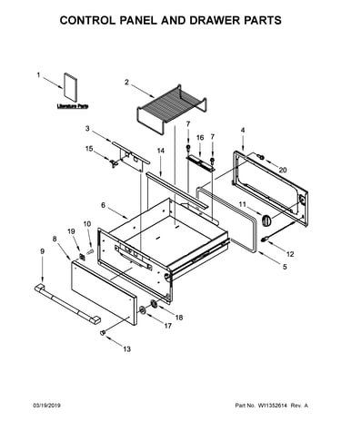 Control panel and drawer parts
