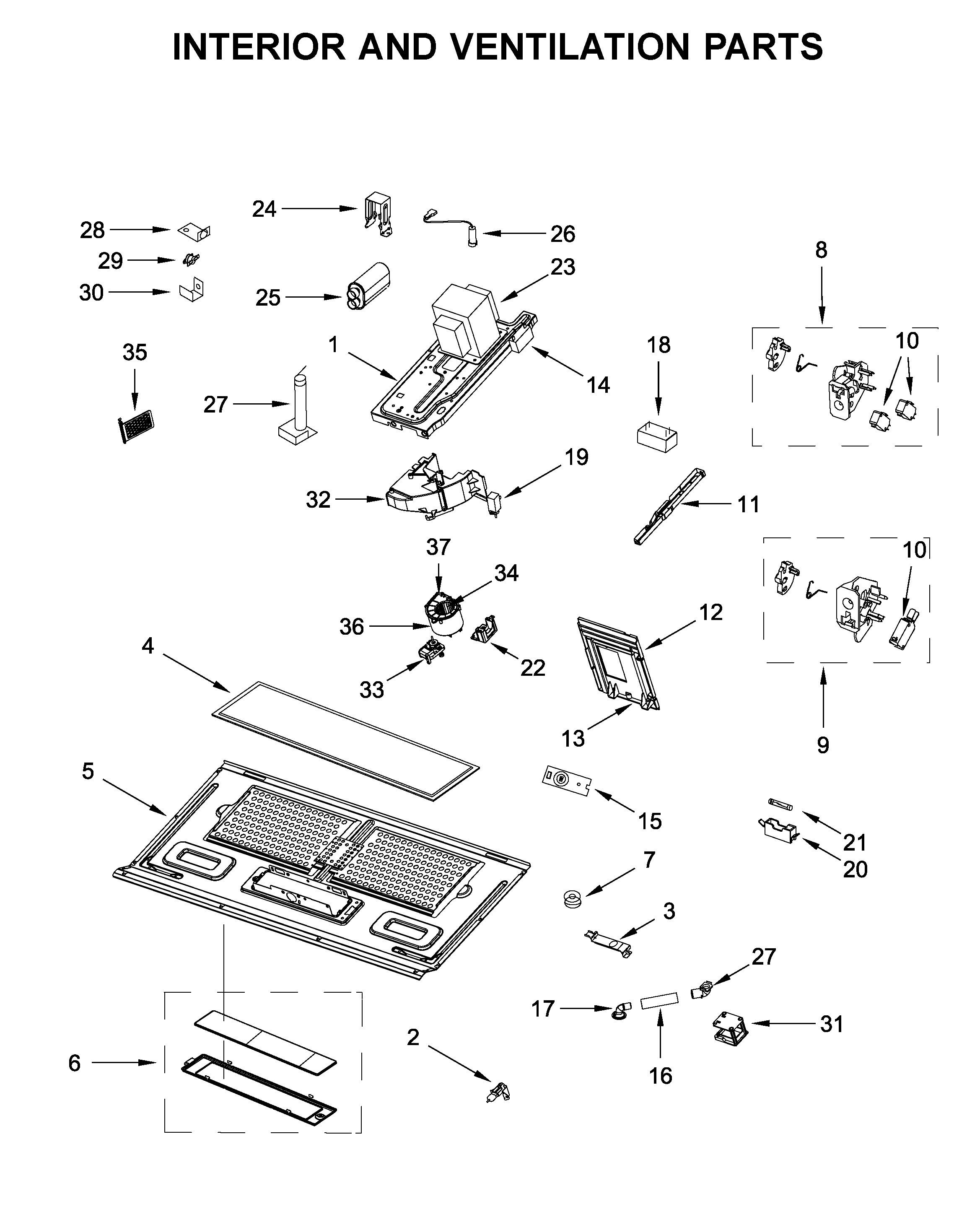 Interior and ventilation parts