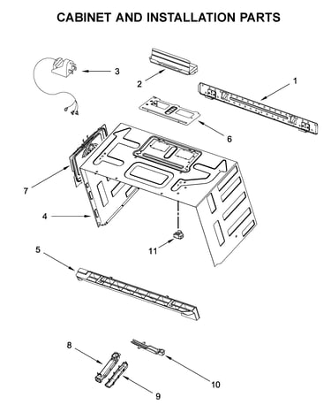 Cabinet and installation parts