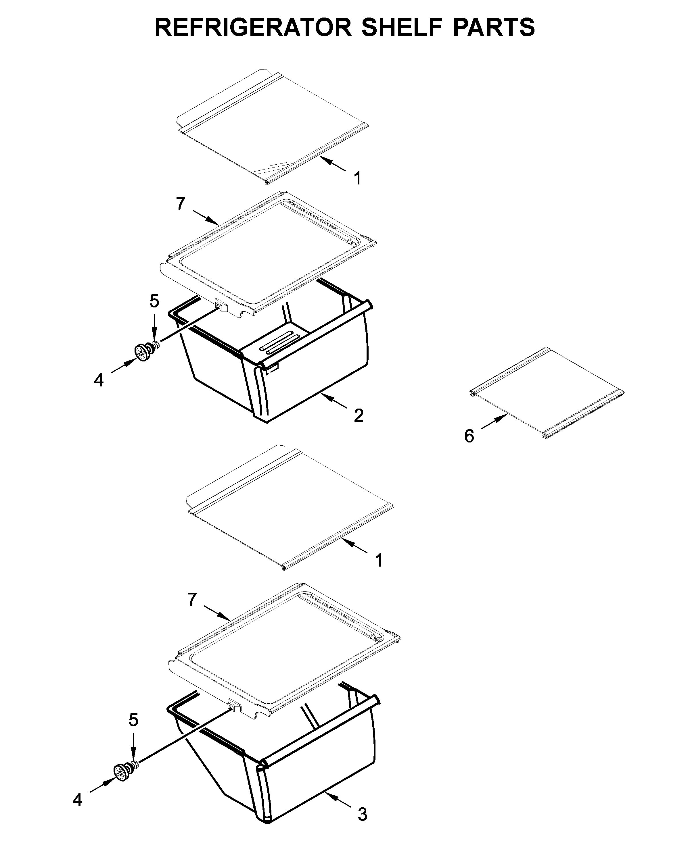 Refrigerator shelf parts