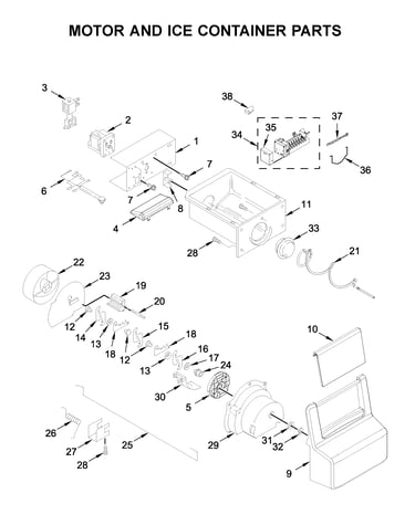 Motor and ice container parts