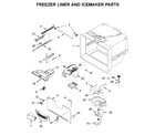 Whirlpool WRF540CWHB01 freezer liner and icemaker parts diagram