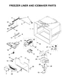 Freezer liner and icemaker parts