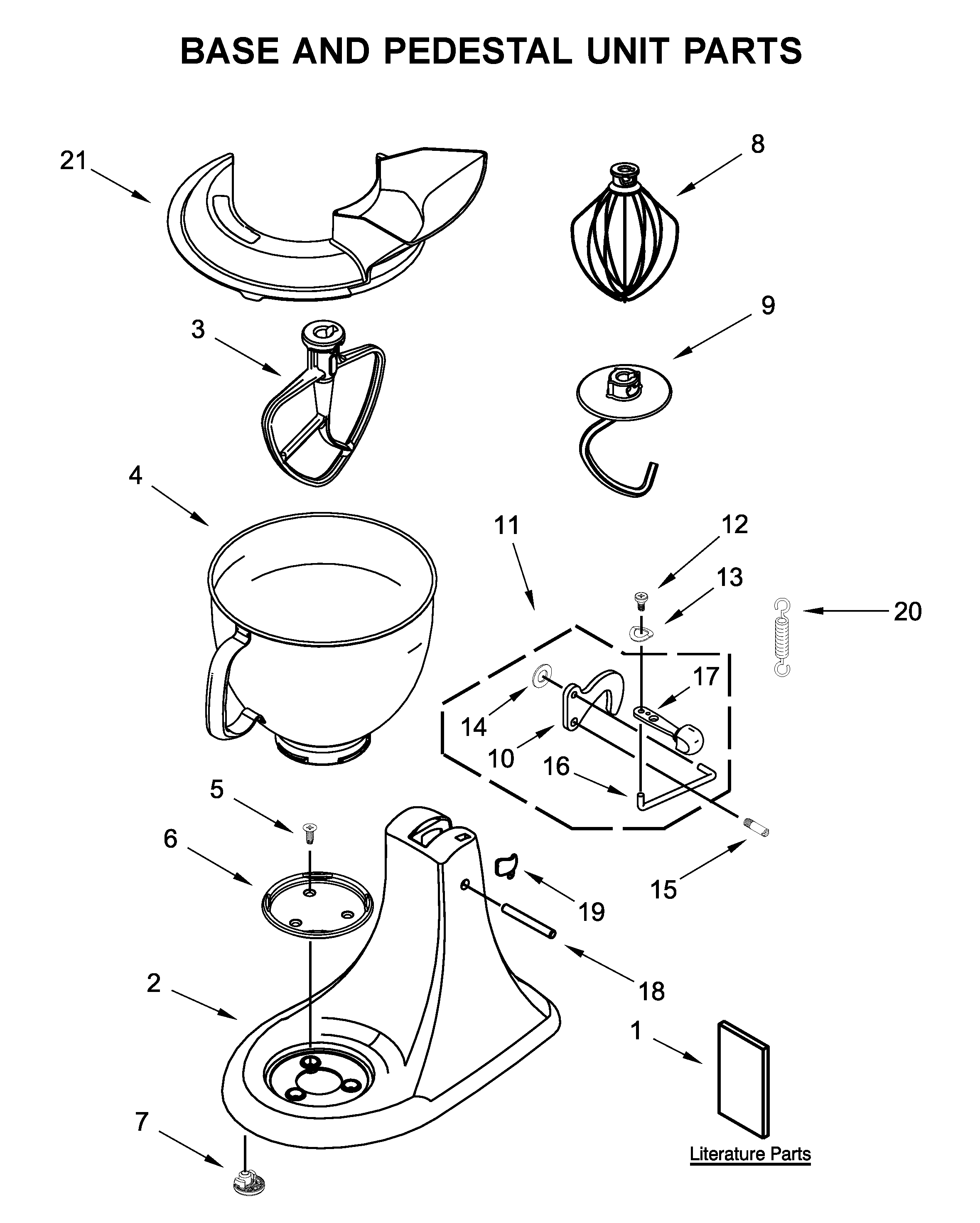 Base and pedestal unit parts