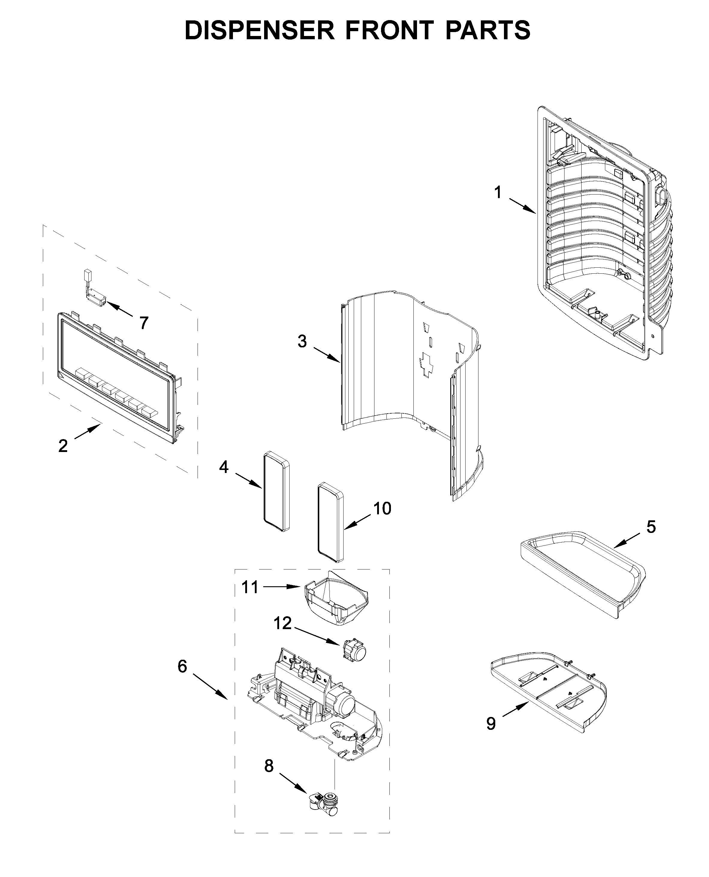 Dispenser front parts