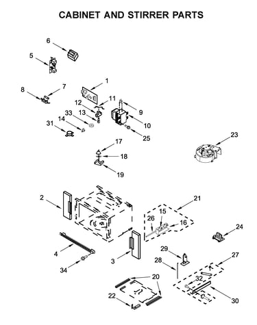 Cabinet and stirrer parts