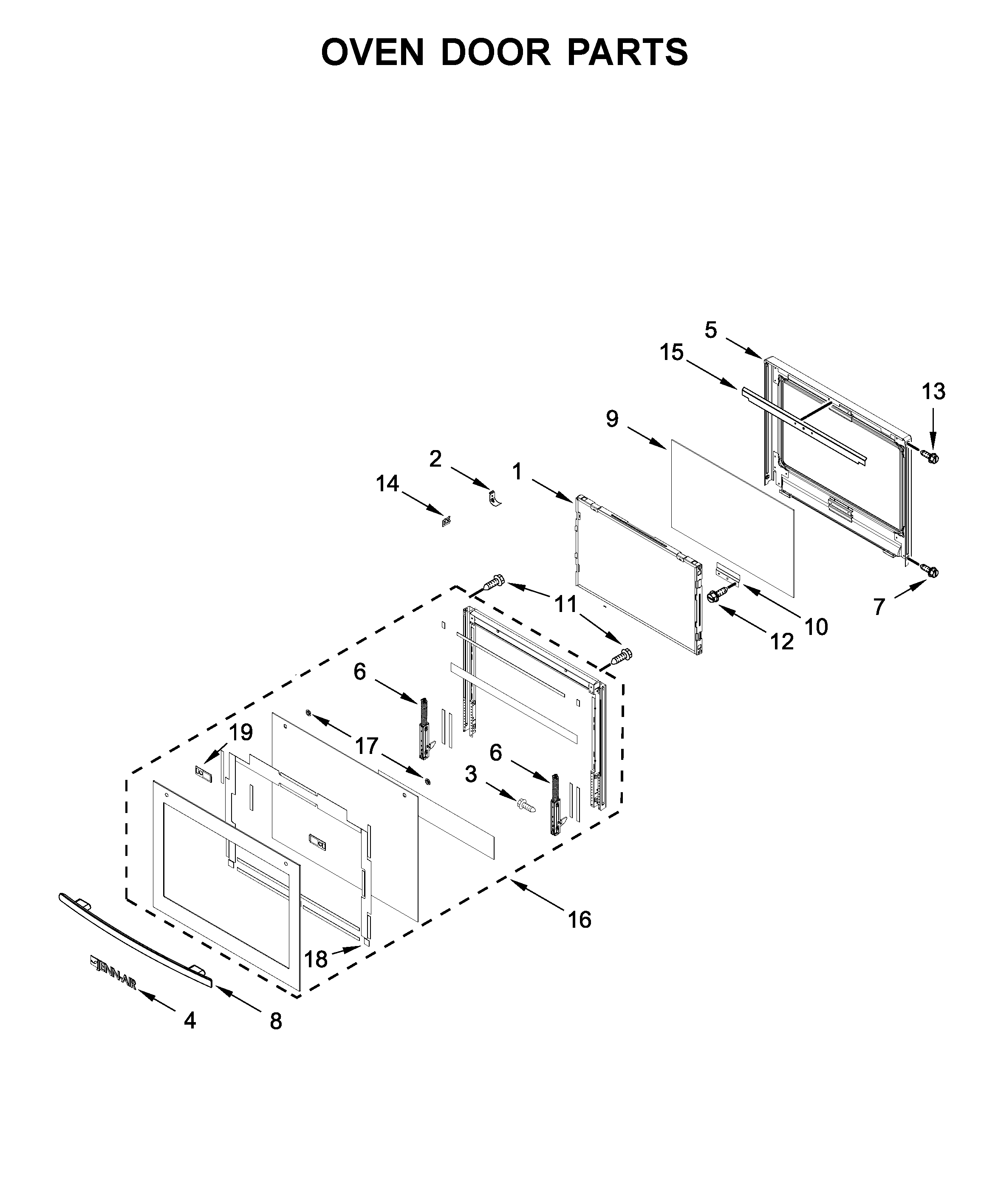 Oven door parts