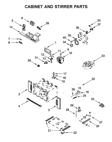 Cabinet and stirrer parts
