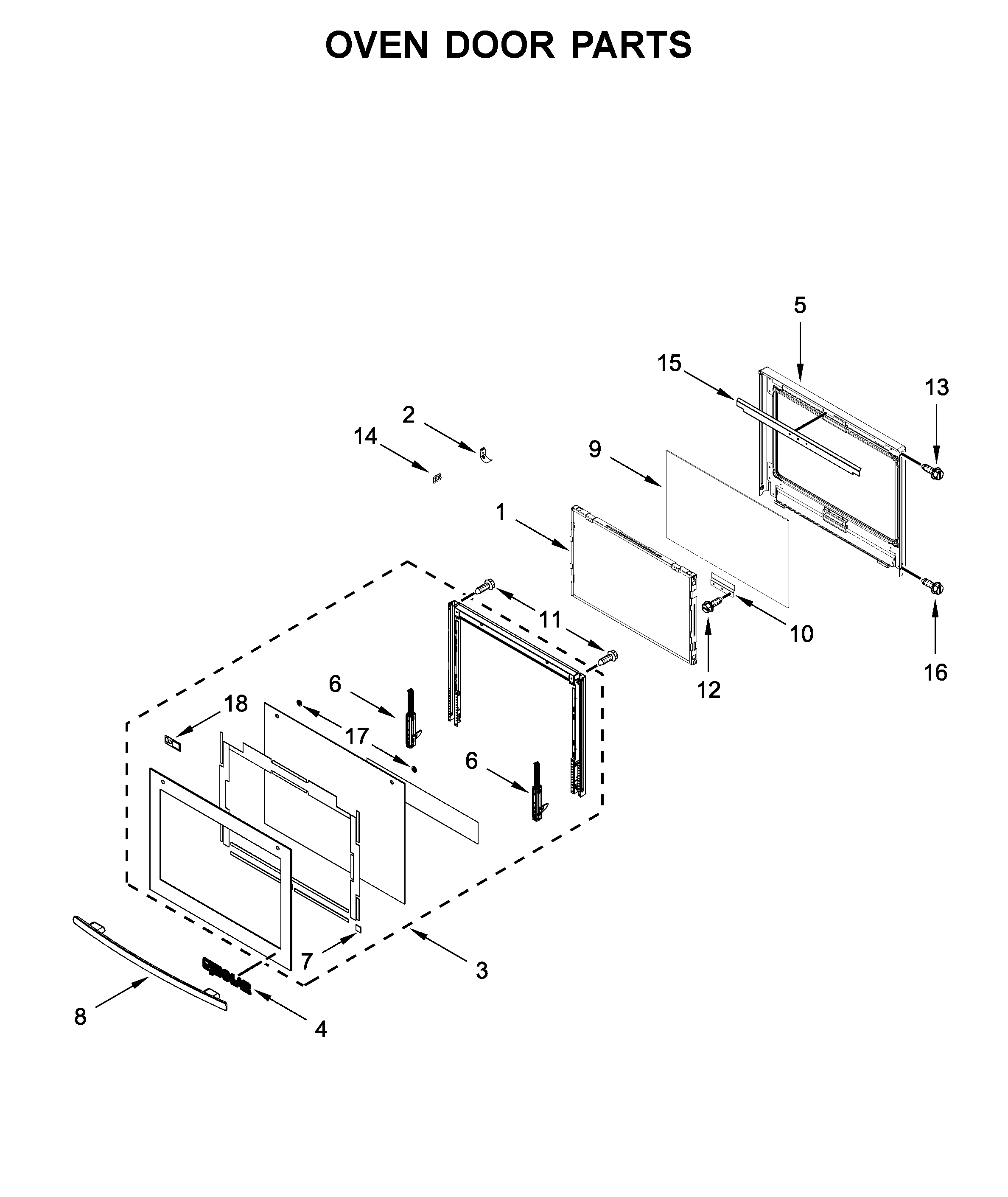Oven door parts