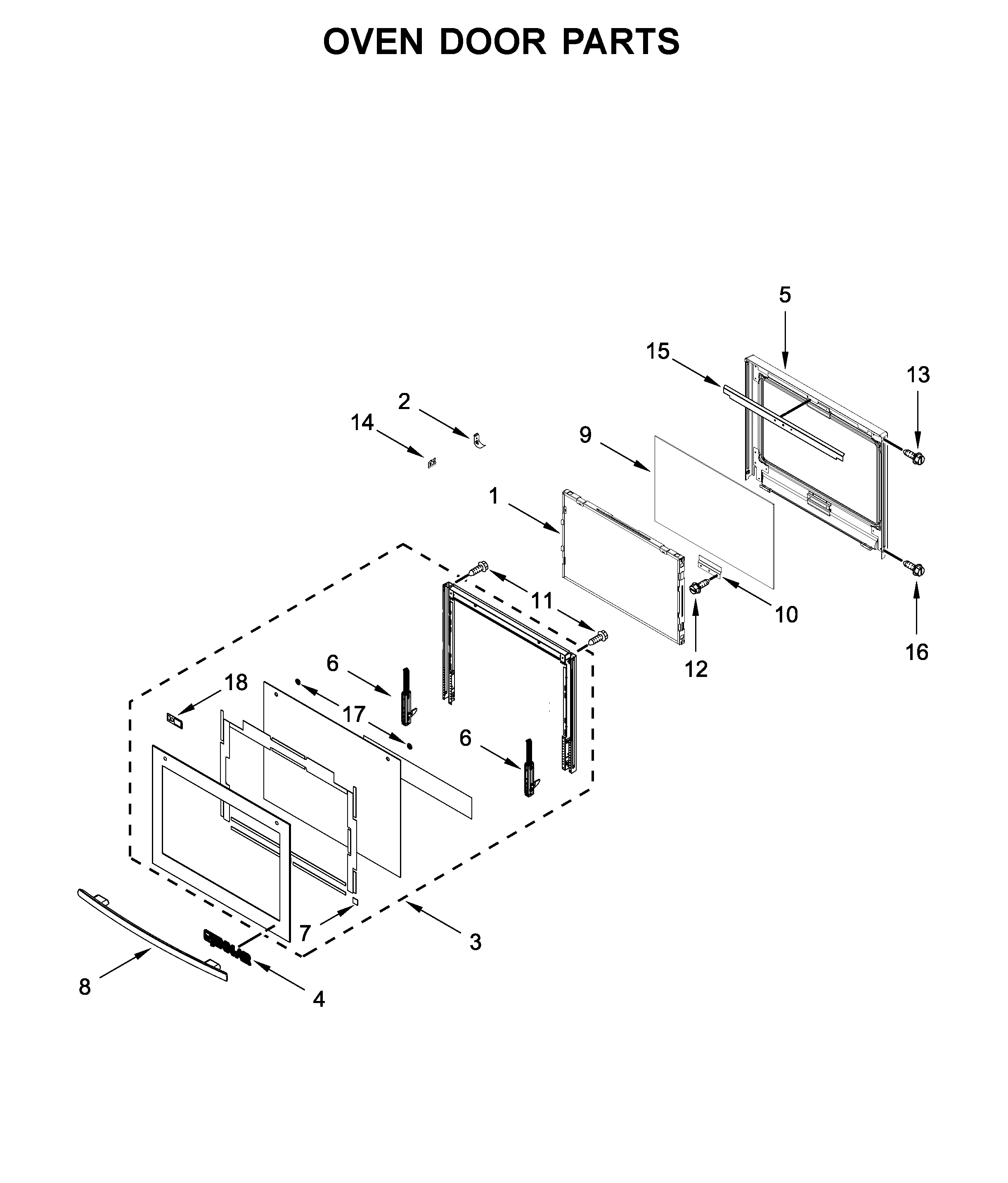 Oven door parts