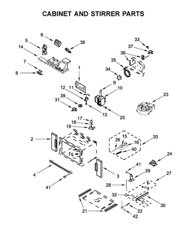 Cabinet and stirrer parts