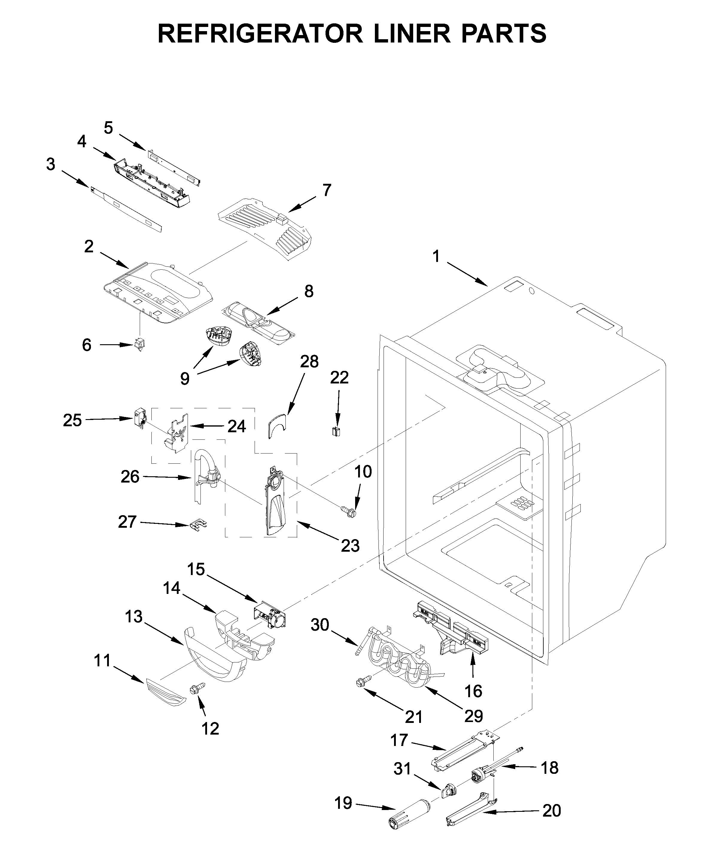 Refrigerator liner parts