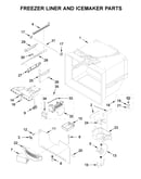 Freezer liner and icemaker parts