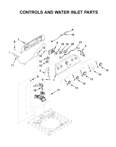 Controls and water inlet parts